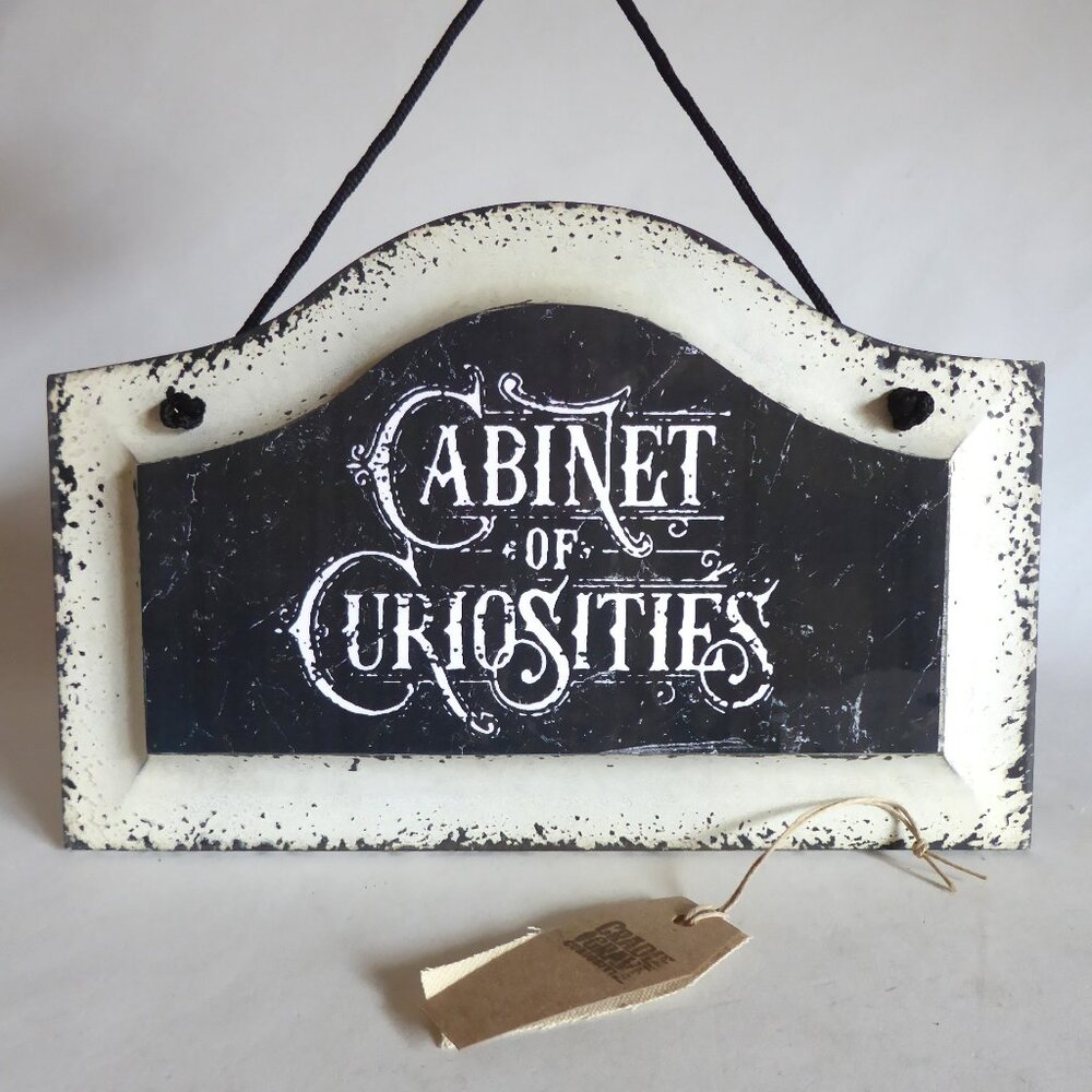NEW 11.75” CABINET OF CURIOSITIES HALLOWEEN GOTHIC DISPLAY HANGING SIGN ODDITY